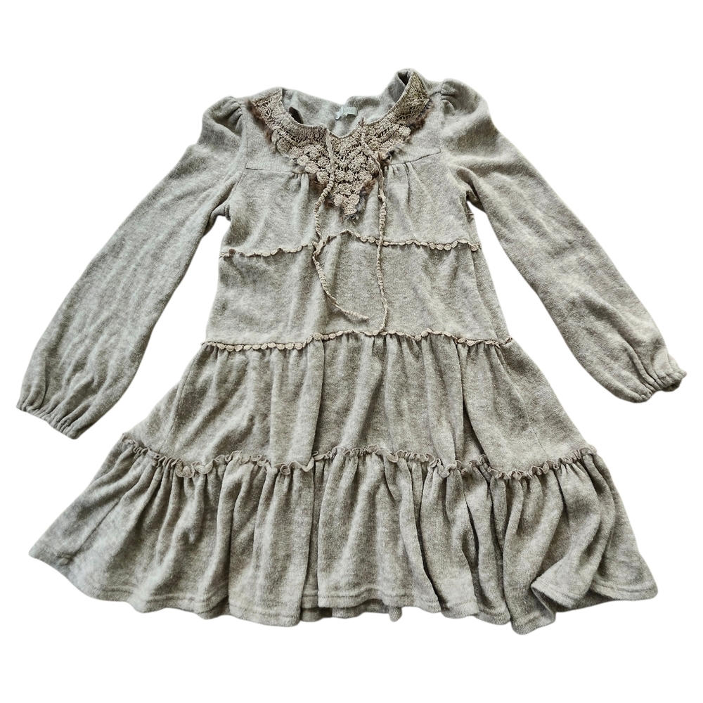 by Stella Gray Tiered Knit Peasant Dress Sz. L